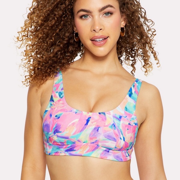 YITTY Other - YITTY x Fabletics Shaping Swim Square Neck Bikini Top Bubble Gum Neon Geo XL